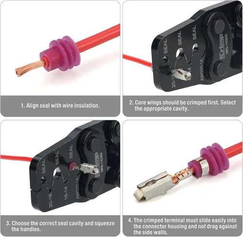 Miniatura 5 de iCrimp Weather-Pack/Metri-Pack Herramienta de prensado, 20-14 AWG para terminales sellados y sin sellar Delphi Packard