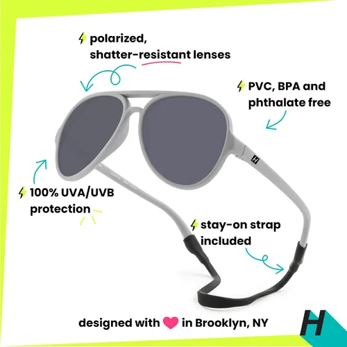 Miniatura 4 de Hipsterkid Baby Aviator Sunglasses - Toddler Polarized Sunglasses with Shatter-Resistant Lenses and Stay-On Strap