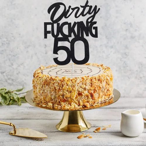 Miniatura 6 de Dirty Fuxking - Decoración para pastel de cumpleaños 50 – Decoración para pastel de 50 cumpleaños con purpurina negra – Divertida decoración