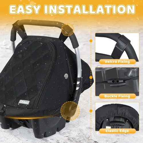 Miniatura 5 de Orzbow Funda de Asiento de Coche para Bebé Invierno - Funda Impermeable para Asiento de Coche para Asientos de Coche y Cochecitos Doona, Toldo Negro