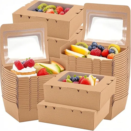 Miniatura 9 de SEUNMUK 30 cajas de comida marrón kraft de 40 onzas, contenedores desechables de papel kraft para llevar, recipientes de comida para llevar