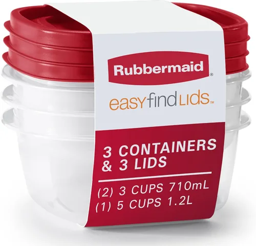 Miniatura 12 de Rubbermaid EasyFindLids - Recipientes para preparación de comidas, 5.5 tazas, color rojo