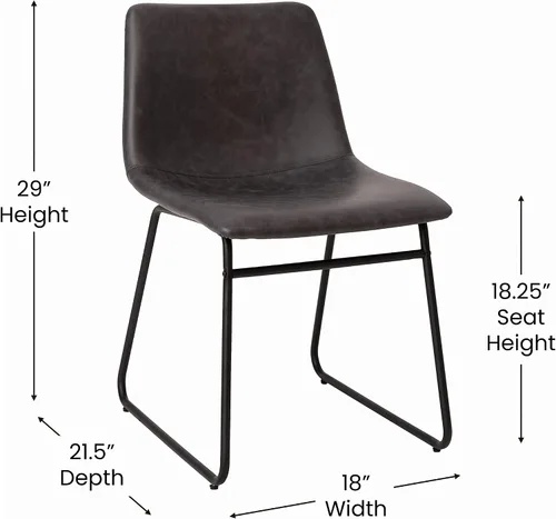 Miniatura 3 de Flash Furniture Butler LeatherSoft - Juego de 2 sillas de altura para mesa de comedor de 18 pulgadas, estilo moderno de mediados de siglo