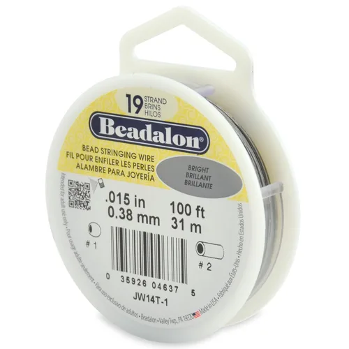 Miniatura 33 de Beadalon Alambre de cuerda de cuentas de acero inoxidable de 19 hebras, 0.018 pulgadas / 0.018 in, bronce, 100 pies / 101.7 ft