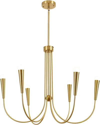 Miniatura 7 de Lámpara de araña de granja, 6 luces industriales, rústicas, para comedor, lámpara colgante ajustable para cocina, isla, sala de estar, vestíbulo