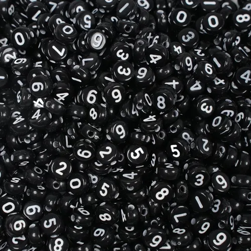Miniatura 5 de 1000 cuentas numéricas redondas y blancas de 0-9 cuentas mixtas de 0.157 x 0.276 in de plástico, cuentas sueltas para hacer joyas y pulseras