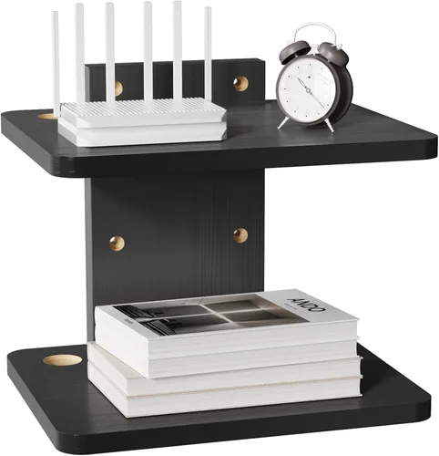 Miniatura 12 de WALI Estante flotante para TV y proyector, hasta 22 libras, soporte flotante negro para TV, soporte para DVD, soporte para proyector, soporte