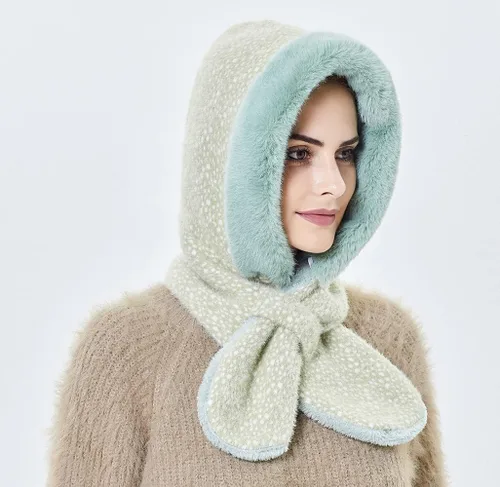 Miniatura 32 de Gorros de invierno para mujer, pasamontañas, bufanda, para clima frío, conjunto para mujer, gorro con capucha