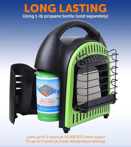 Miniatura 8 de Flame King YSN-CHS10 - Calentador portátil radiante espacial de propano de 10,000 BTU para interiores y exteriores para camping, garaje, pesca