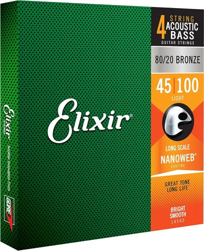Miniatura 13 de Elixir - cuerdas chapadas en níquel, 4 cuerdas para bajo con recubrimiento nanoweb, muy livianas, escala larga (.040-.095)