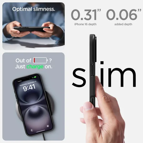 Miniatura 7 de Spigen Thin Fit MagFit Funda diseñada para iPhone 16 [Carcasa rígida] [Protección de grado militar] Compatible con MagSafe - Negro