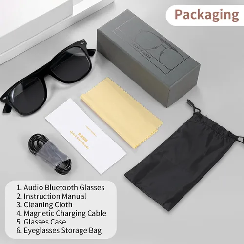 Miniatura 8 de Lentes inteligentes para hombres y mujeres, orejas abiertas, protección UV, lentes de sol polarizados Bluetooth con altavoces de micrófono