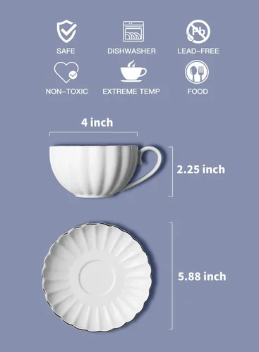 Miniatura 4 de Tazas y platillos de té real, con ribete dorado y caja de regalo, tazas de café británicas, juego de tazas de té, juego de té de porcelana, tazas