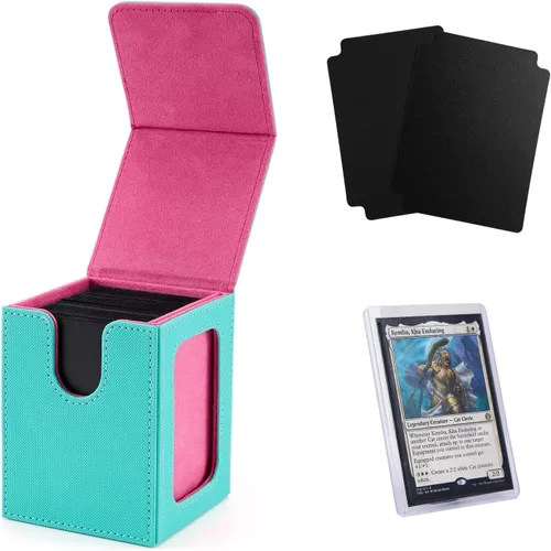 Miniatura 16 de Venssu MTG Caja de cubierta para pantalla Commander, caja de cartas para 100 tarjetas de doble funda, almacenamiento de tarjetas TCG con 2 divisores
