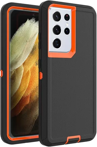 Miniatura 38 de Funda para Galaxy S21, Funda Resistente de Grado Militar Resistente a los Golpes y a Prueba de Caídas para Samsung Galaxy S21, Negro+Naranja Negro
