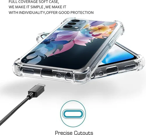 Miniatura 6 de Osophter Funda para Oneplus Nord N200 5G con protector de pantalla floral floral para niñas y mujeres, absorción de golpes flexible de goma TPU