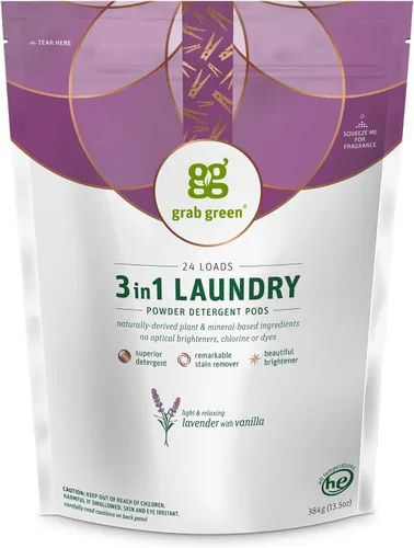 Miniatura 17 de Grab Green Cápsulas de detergente 3 en 1, 24 unidades, sin fragancia, a base de plantas y minerales, poder de limpieza superior, removedor