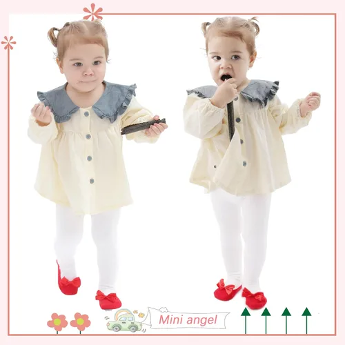 Miniatura 3 de Mini angel Mallas de bebé antideslizantes para niña, mallas lisascon aspecto de zapato, mallas sin costuras, mallas de algodón cálidas