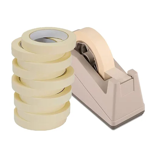 Lichamp Paquete de 10 unidades de cinta adhesiva beige y soporte dispensador de cinta de escritorio con núcleo grande de 3 pulgadas para cinta