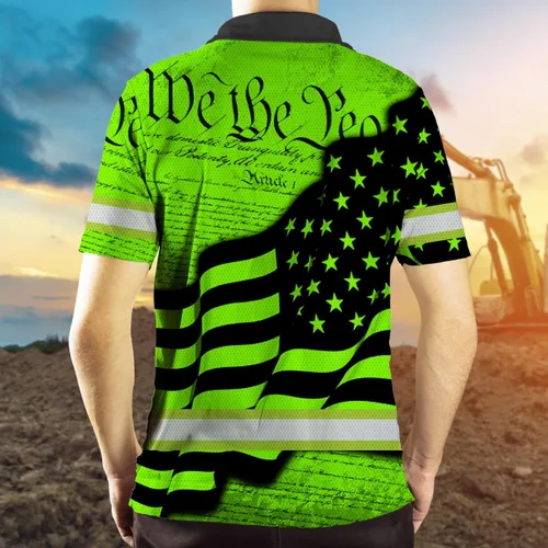 Miniatura 5 de Maddly Polo de alta visibilidad con diseño de calavera y bandera de Estados Unidos, ropa de trabajo patriótica con nombre personalizado