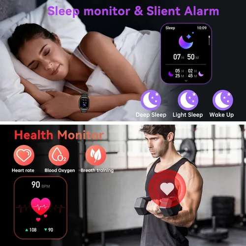 Miniatura 2 de Reloj inteligente para hombre con rastreador de fitness: relojes digitales militares impermeables para hombres, resistentes, para correr