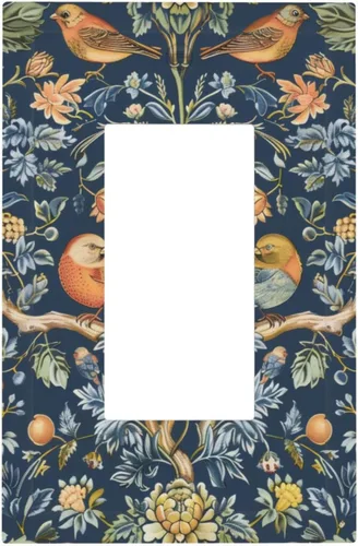 Miniatura 23 de Cubiertas de Salida Triple Basculante con Hojas de Plantas de Eucalipto Azul en Acuarela Floral, Placa Frontal Decorativa de 3 Posiciones, Cubierta