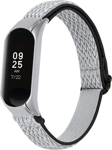 Miniatura 18 de Correa de repuesto Mi Band 3, correa ajustable transpirable de 5.3 a 8.3 pulgadas, correa elástica de repuesto de nailon suave con marco de metal Y09