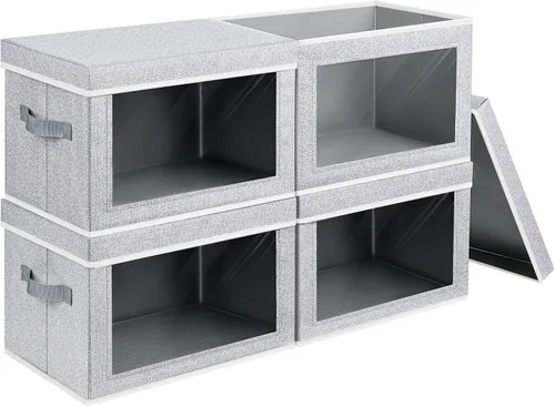 Miniatura 8 de Homsorout Contenedores de almacenamiento con tapas, organizadores pequeños de tela con ventana, contenedores de almacenamiento plegables para ropa