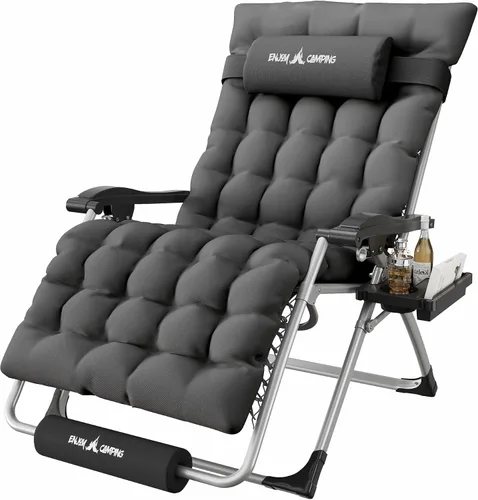 Miniatura 14 de Amopatio Silla de gravedad cero de gran tamaño, silla reclinable de 29 pulgadas de ancho, con bloqueo y reposapiés mejorados, soporte para tazas