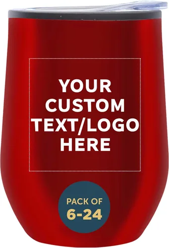 Miniatura 16 de DISCOUNT PROMOS Vasos de vino personalizados sin tallo de 12 onzas, juego de 6/12/24, paquete a granel personalizado, aislados, perfectos para vino