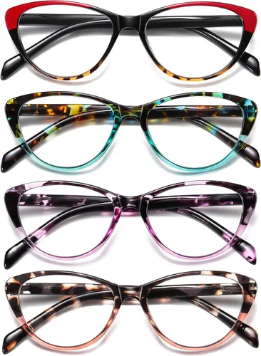 Lentes de lectura de ojo de gato para mujer, bloqueo de luz azul, lectores para mujer 1.0 con bisagras de resorte cómodas, anteojos de diseñador de