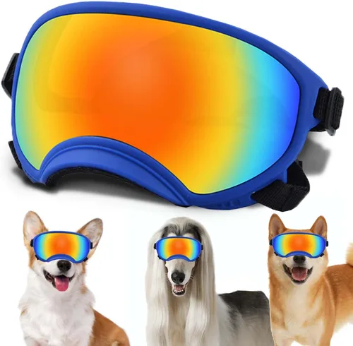 Miniatura 33 de Gafas de sol grandes para perros con correa ajustable, protección UV, a prueba de victorias, adecuadas para perros medianos y medianos