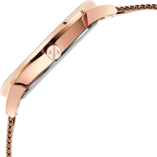 Miniatura 3 de Armani Exchange - Reloj de cuarzo de acero inoxidable con correa de piel para mujer, Malla de acero rosa, Reloj de cuarzo