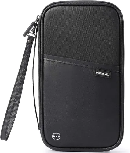 Miniatura 8 de VanFn Cartera RFID para pasaporte de viaje, soporte para pasaporte familiar, organizador de documentos de viaje serie P.Travel (nailon, gris)