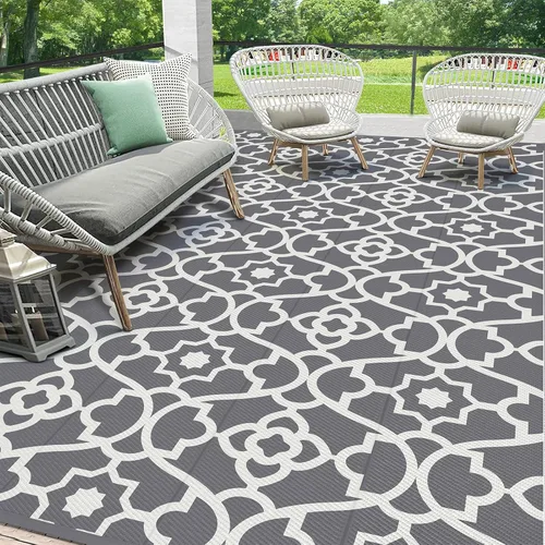 Miniatura 24 de HEBE Alfombra de Exterior Impermeable 6x9, Alfombra de Paja de Plástico Alfombra de Camping, Alfombras de Patio Exterior Reversibles Tapete para RV