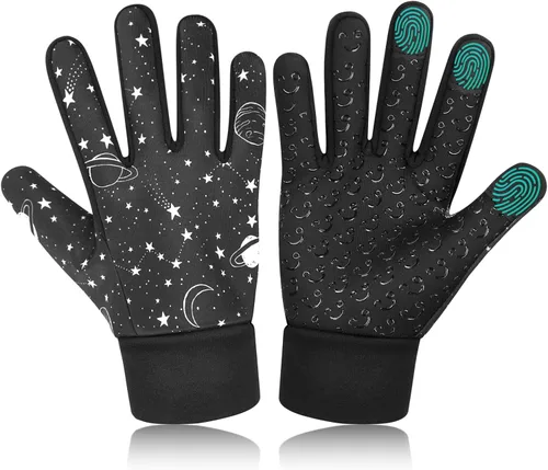 Guantes de invierno cálidos para niños niños y niñas, resistentes al viento, térmicos, tres dedos, pantalla táctil, para exteriores, clima frío,
