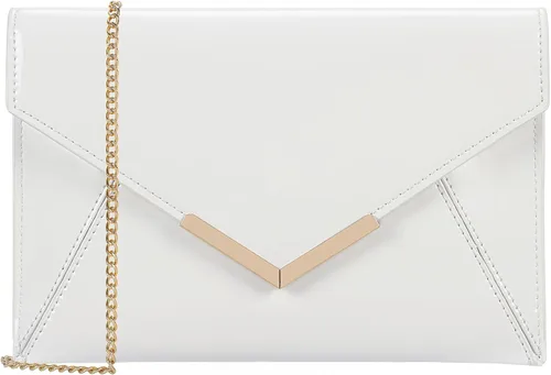 Dexmay - Bolso de mano para mujer, de piel de charol, bolso de vestir plegable