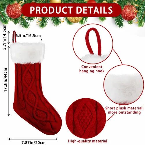 Miniatura 2 de XIMISHOP Paquete de 4 Medias de Navidad, 18 Pulgadas, Medias Grandes de Punto Trenzado Personalizadas, Decoraciones de Medias Colgantes de Navidad