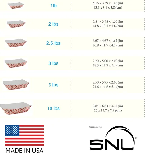 Miniatura 5 de SNL Bandejas de papel de 5 libras, duraderas, fabricadas en Estados Unidos. Capacidad para nachos, papas fritas, perros de maíz caliente, helados