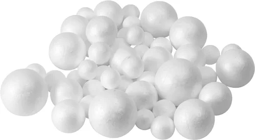 Miniatura 2 de Paquete de 50 bolas de espuma para manualidades, 5 tamaños (1-2.4 pulgadas), bolas redondas lisas de poliestireno blanco, bolas de espuma para artes
