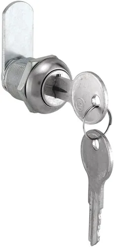 Prime-Line U 9941KA - Cerradura de cajón y gabinete con llave similar, 3 levas, cuello recortado, 2 arandelas, 2 llaves y sujetadores, longitud de