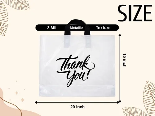 Miniatura 2 de Infinite Pack Bolsas grandes de mercancía de agradecimiento con asa de lazo, bolsa de boutique brillante, refuerzo inferior de 3 pulgadas y 3 mil