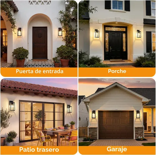 Miniatura 8 de SHINE HAI - Farol de pared exterior con sensor de atardecer a amanecer, lámpara de porche exterior con casquillo E26 y pantalla de vidrio