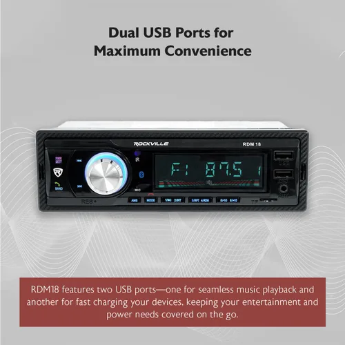 Miniatura 8 de Rockville RDM18 V2 - Receptor de automóvil de medios digitales en el salpicadero, 50 W, 4 canales, Bluetooth, AM/FM, MP3, USB/SD