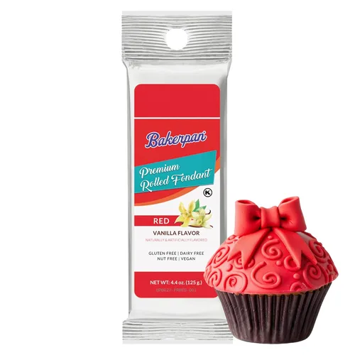 Miniatura 12 de Bakerpan Fondant blanco enrollado prémium para decoración de pasteles, sabor a vainilla, 4.4 onzas (fabricado en Estados Unidos)
