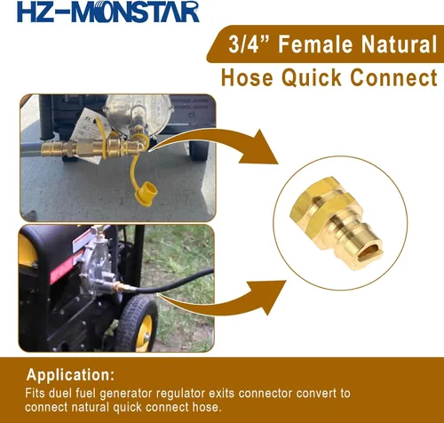 Miniatura 5 de Manguera de propano de 3/4 pulgadas, conexión rápida, conector rápido de gas natural hembra y macho de 3/4 pulgadas para generador de combustible