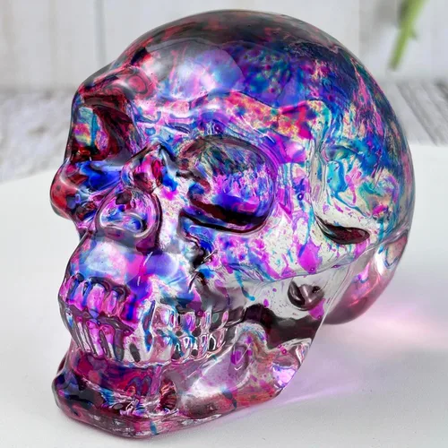 Miniatura 22 de Estatuas de cabeza de calavera de cristal, figuras de calavera K9, piedras preciosas de calavera de cristal, decoración de Halloween, regalos