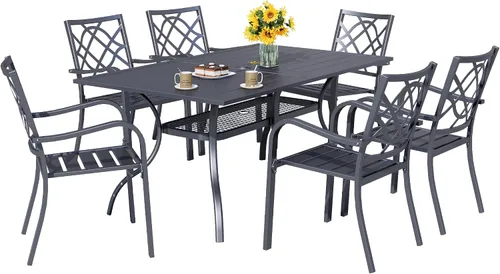 Miniatura 13 de SOLAURA 2 sillas de hierro forjado para patio de 300 libras, sillas de comedor de metal para exteriores, sillas de bistró apilables con reposabrazos