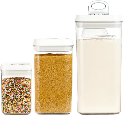 Felli Flip Tite - Recipiente de almacenamiento de alimentos acrílico con tapa, 6 pulgadas, XL, con sello de anillo hermético y parte superior, Blanco