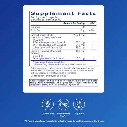 Miniatura 2 de Pure Encapsulations VisionPro EPA/DHA/GLA Apoya la producción natural de lágrimas y la retención de la humedad ocular* 180 cápsulas de gel blando